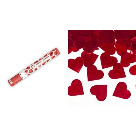 Cañón Confetti Corazones Rojos