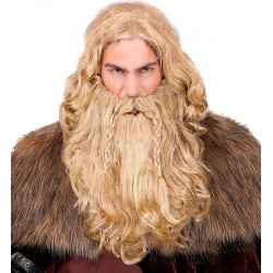Peluca con barba y bigote rey vikingo ragnar