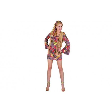 Disfraz hippie sexy vestido anos 60 talla L mujer