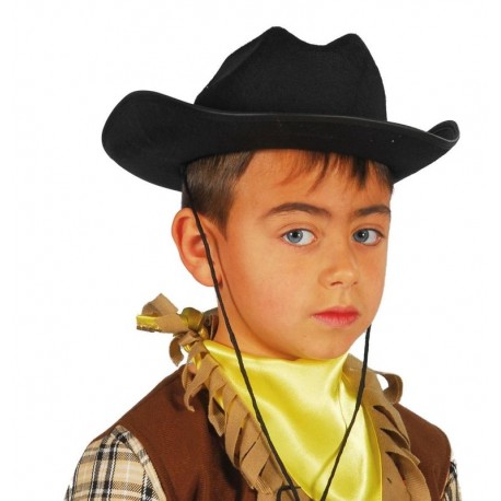 Sombrero vaquero infantil fieltro negro