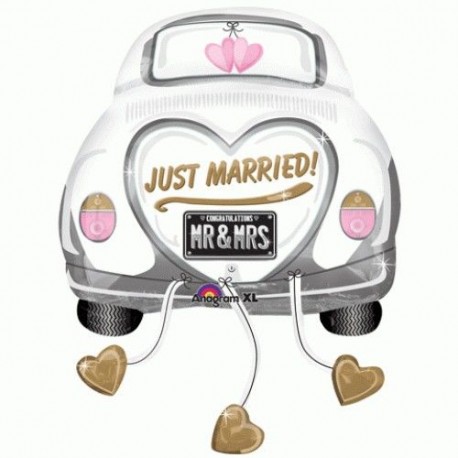 Globo coche just married recien casados boda helio