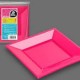 Plato fucsia cuadrado llano 23 cm 3 unidades