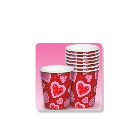 Vasos corazones 8 unidades