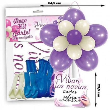 Decoracion boda vivan los novios con globos