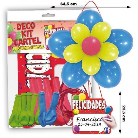 Decoracion felicidades con globos kit flor