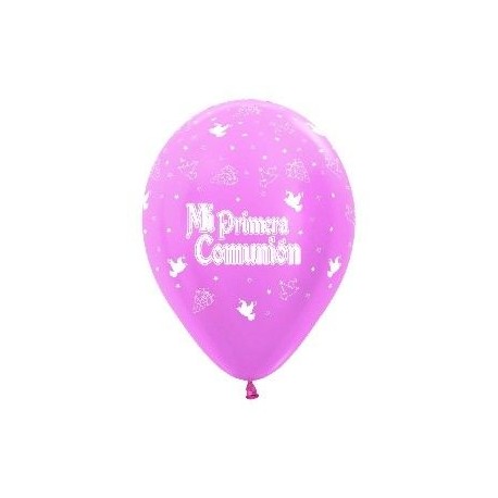 Globos 1ª comunion satin rosa nina 10 un 3