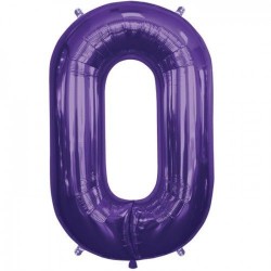 Globo numero 0 color purpura morado 86 cm helio