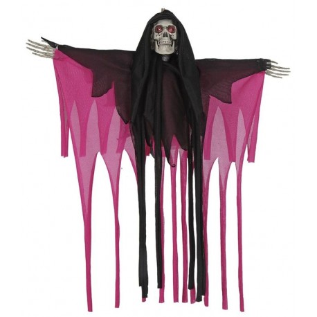 Fantasma calavera fucsia con luz sonido mov 46 cm