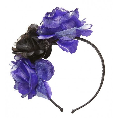 Diadema rosas violeta negras con purpurina catrina