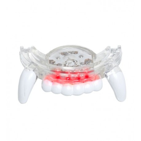 Dientes vampiro con luz led rosa