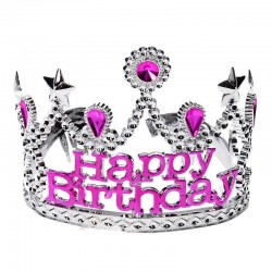 Tiara happy birthday fucsia con piedras