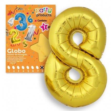 Globo numero 8 color oro 120x86 cm