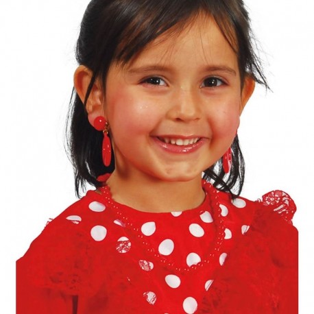 Pendientes andaluza rojo infantil