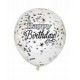 Globo con confetti negro cumpleanos 30 cm 6 uds