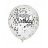 Globo con confetti negro cumpleaños 30 cm 6 uds