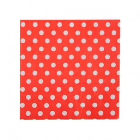 Servilletas rojas lunares blancos 20 uds 33 x 33 cm