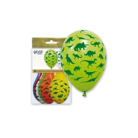 Globos dinosauiros de latex 6 uds 30 cm