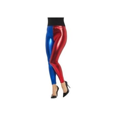 Leggins rojos y azules similar a harley quinn talla l mujer