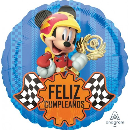 Globo mickey coche feliz cumpleanos 18 45 cm helio o aire