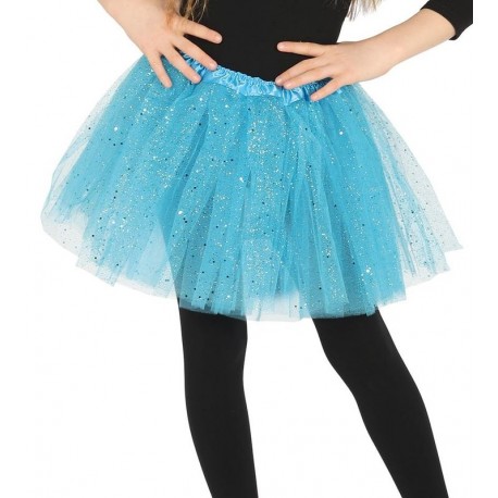 Tutu infantil azul con brillantina para nina 31 cm