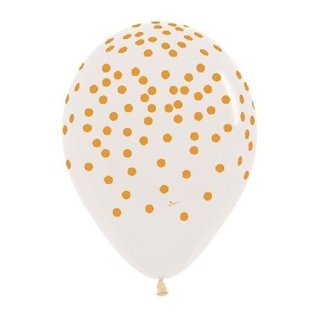 Globos transparentes cofetti dorado lunares oro impreso 12 uds