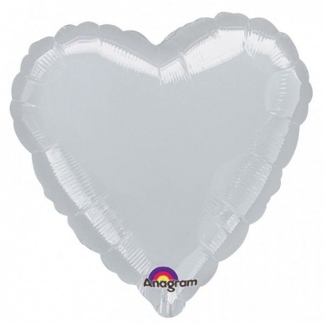 Globo corazon plata gigante para helio 80 cm barato