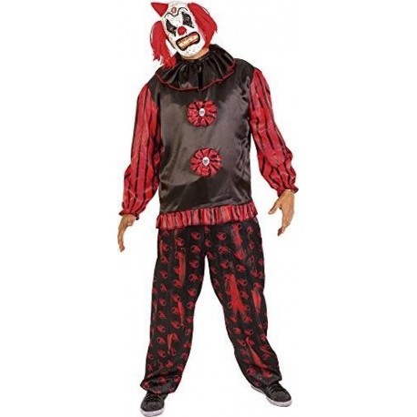 Disfraz payaso siniestro negro y rojo para hombre