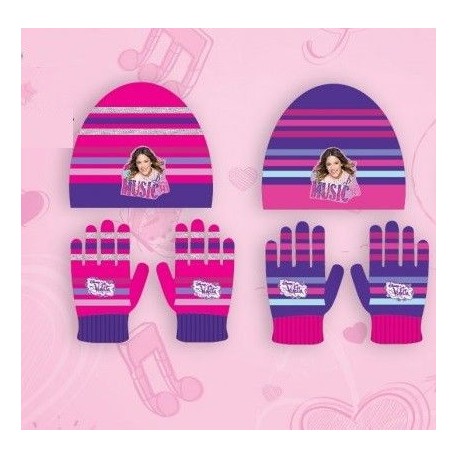 Gorro y guantes violeta disney fucsias