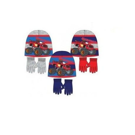 Gorro y guantes blaze monster machine azul