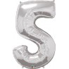 Globo numero 5 plata de foil para helio o aire 86 x 53 cm