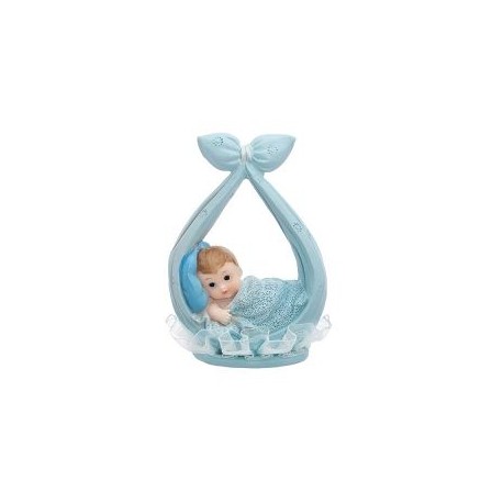 Figura nino en bufanda azul 11 cm babyshower o nacimiento