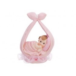 Figura niña en bufanda rosa 11 cm babyshower o nacimiento