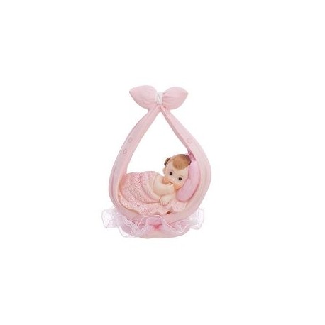 Figura nina en bufanda rosa 11 cm babyshower o nacimiento