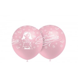 Globos mi 1ª comunion rosa 8 uds 12 32 cm