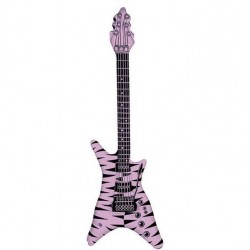 Guitarra hinchable rockera rosa y negra 95 cm con bandolera