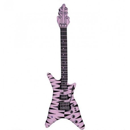 Guitarra hinchable rockera rosa y negra 95 cm con bandolera