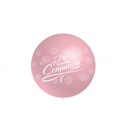 Globo 1ª comunion rosa claro de 90 cm latex unidad