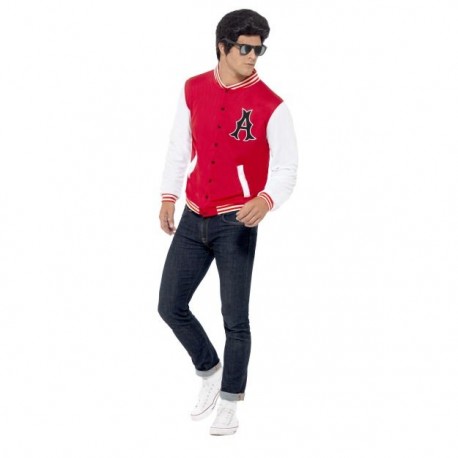 Chaqueta anos 50 roja grease jock leterman talla l