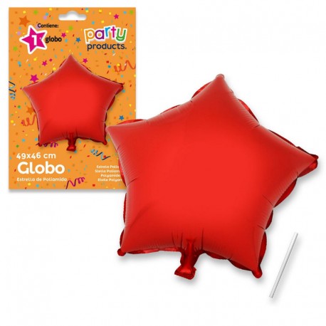 Globo estrella rojo de 49 x 46 cm helio o aire