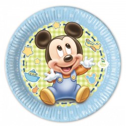 Platos mickey bebe para cumpleaños 20 cm 8 uds