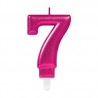 Vela rosa metalica numero 7 para tarta cumpleaños