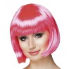 Peluca rosa corta con flequillo lazy