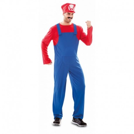 Disfraz fontanero rojo talla S hombre mario