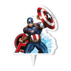 Vela Capitan America figura de 7,5 cm para tarta de cumpleaños