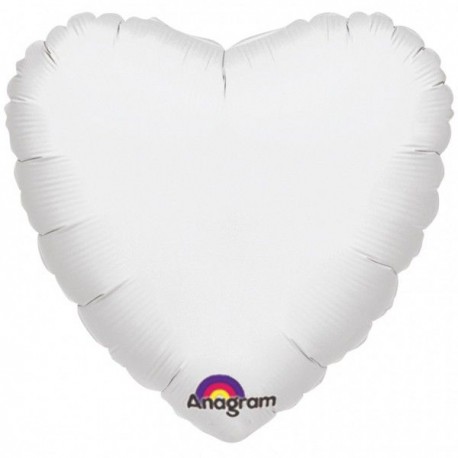 Globo corazon blanco foil helio 18 45 cm