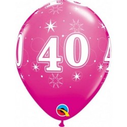 Globo 40 cumplaños fucsia unidad qualatex 30 cm