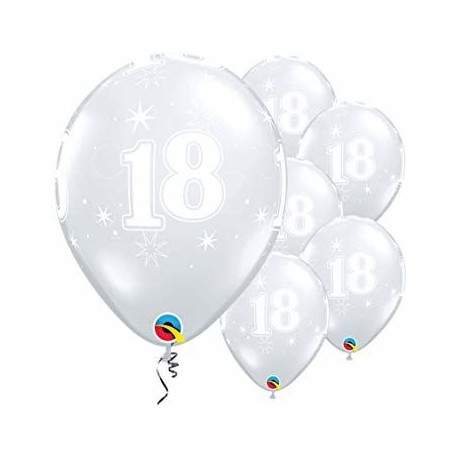 Globo 18 cumplanos transparente unidad Qualatex 30 cm