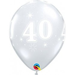 Globo 40 cumplaños transparente unidad Qualatex 30 cm