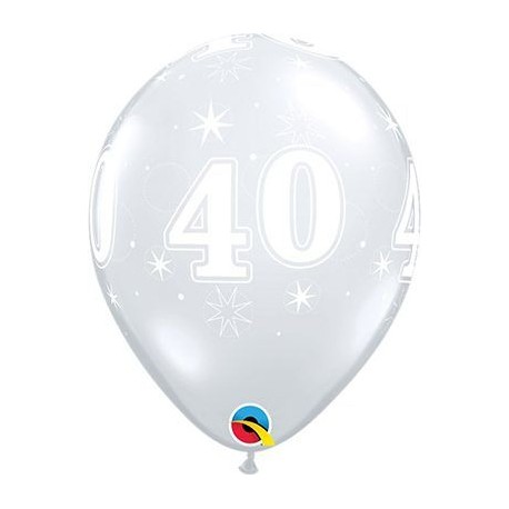 Globo 40 cumplanos transparente unidad Qualatex 30 cm