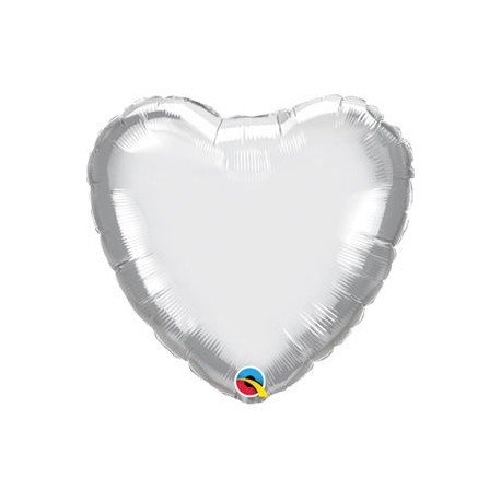 Globo corazon Chrome plata Qualatex 45 cm unidad